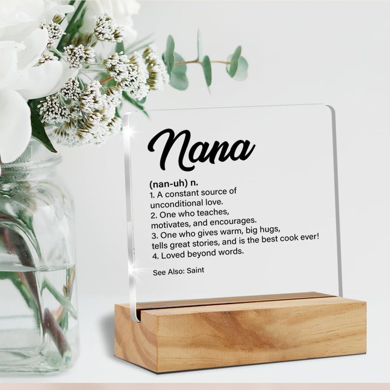 VAHATAN Nana Gifts From Granddaughter Grandson Grandchildren, Gifts for Grandma Birthday Christmas Mother's Day, Nana Definition Clear Desk Sign with Saying Grandmother Acrylic Sign Presents - Image 4